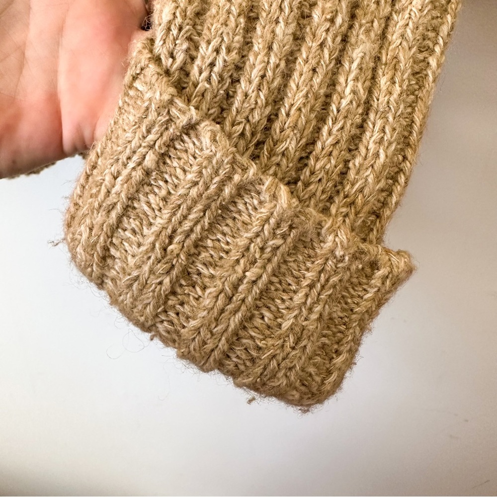The Limited Tan V-Neck Cable Knit Wool Blend Sweater - Picture 3 of 4